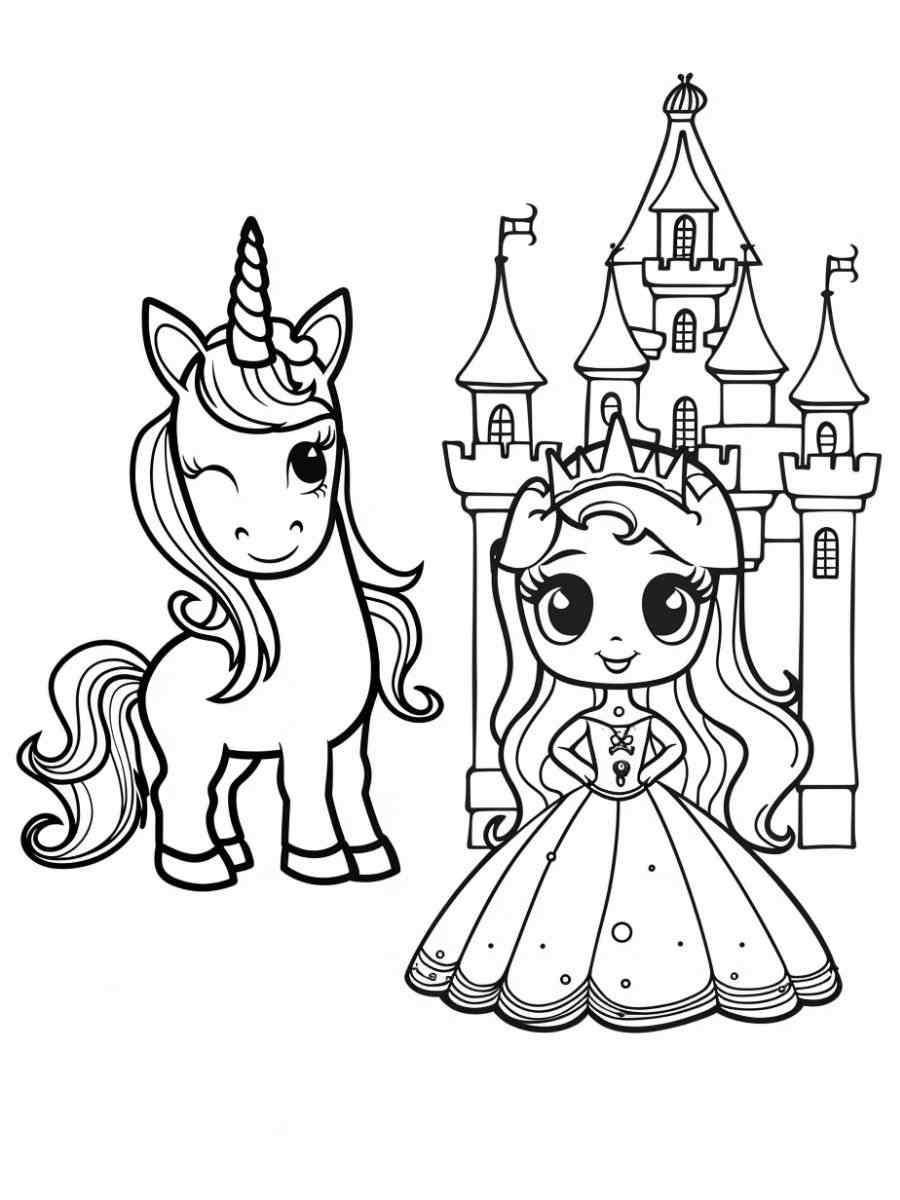 prinses unicorn kleurplaat