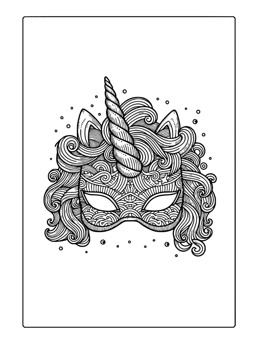 unicorn masker kleurplaat printen