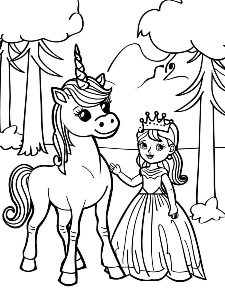 unicorn prinses kleurplaat