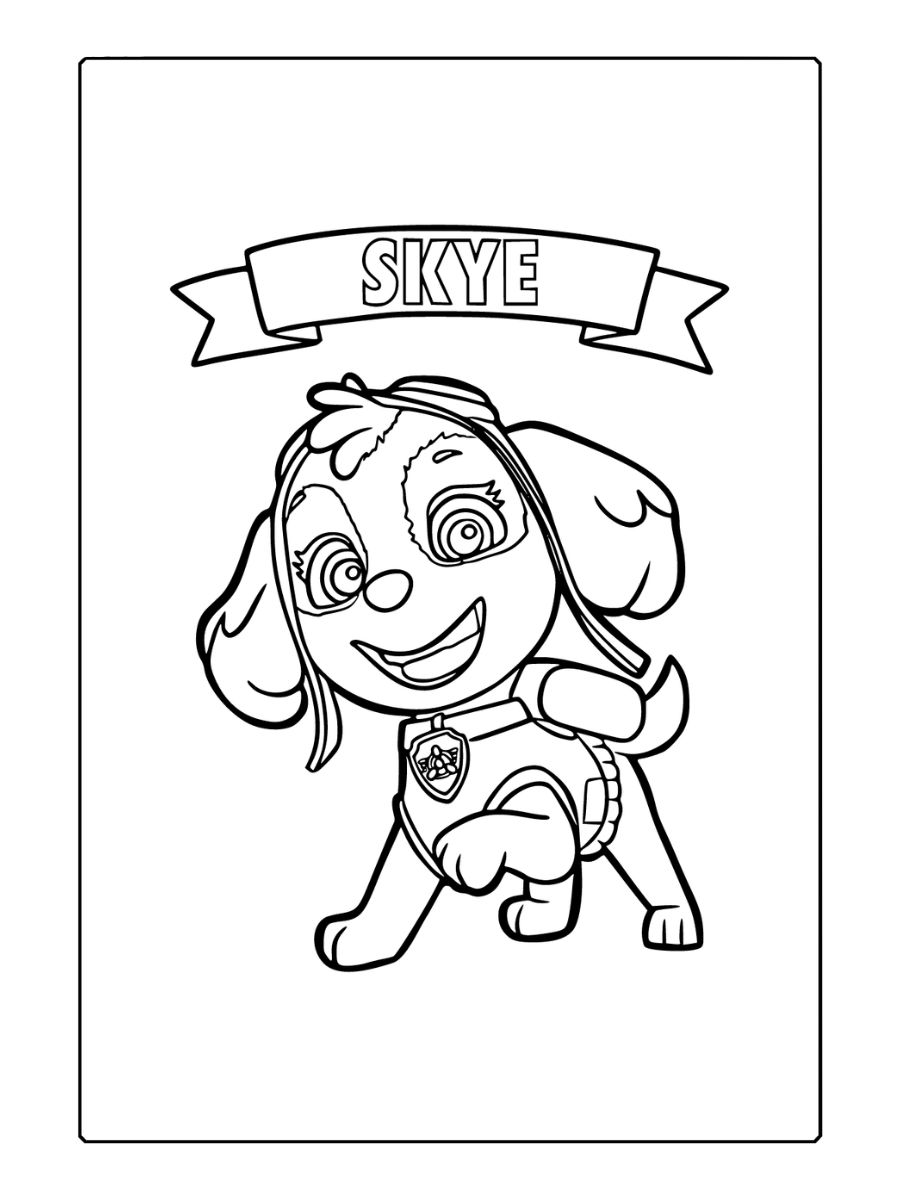 Skye Paw Patrol Kleurplaat - Glimlachende Skye