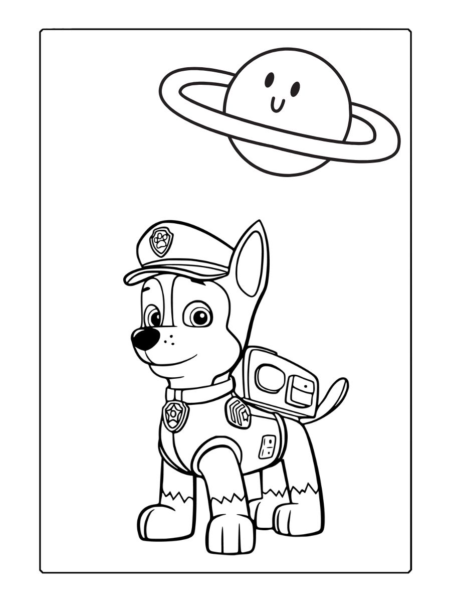 kleurplaat Paw Patrol Chase in politieuniform