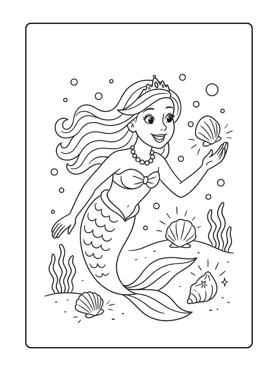 Barbie als zeemeermin met een toverstaf in haar handen onder de zee.