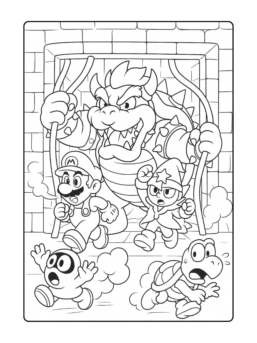 Bowser kleurplaat – Ontsnapping uit gevangenis in Super Mario RPG