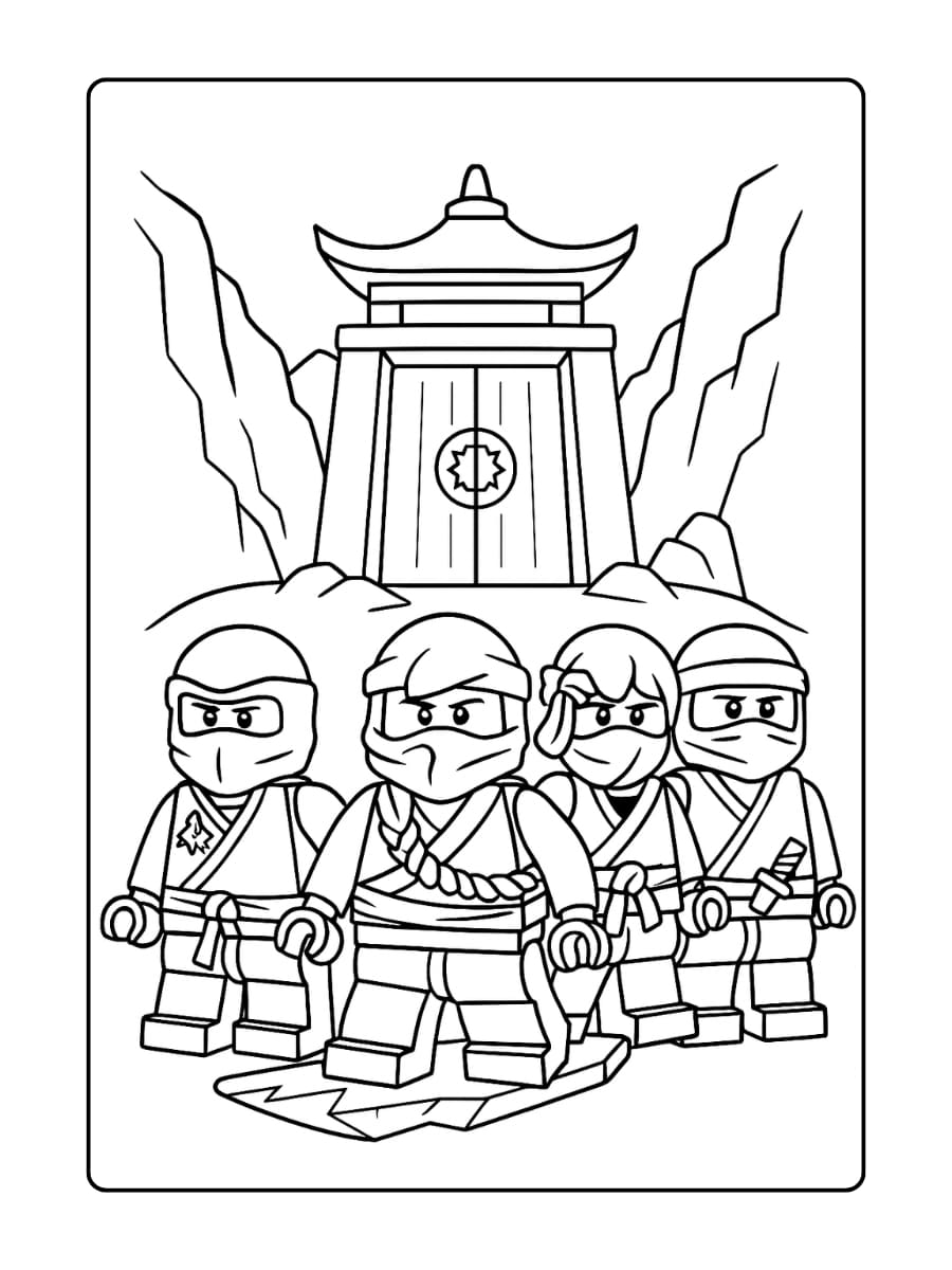 De ninja’s staan voor een mysterieuze tempelpoort