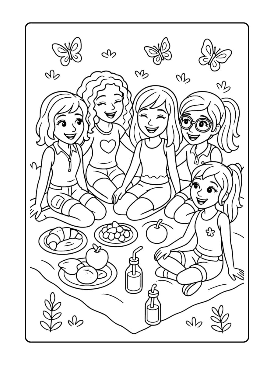 De vriendinnen picknicken samen