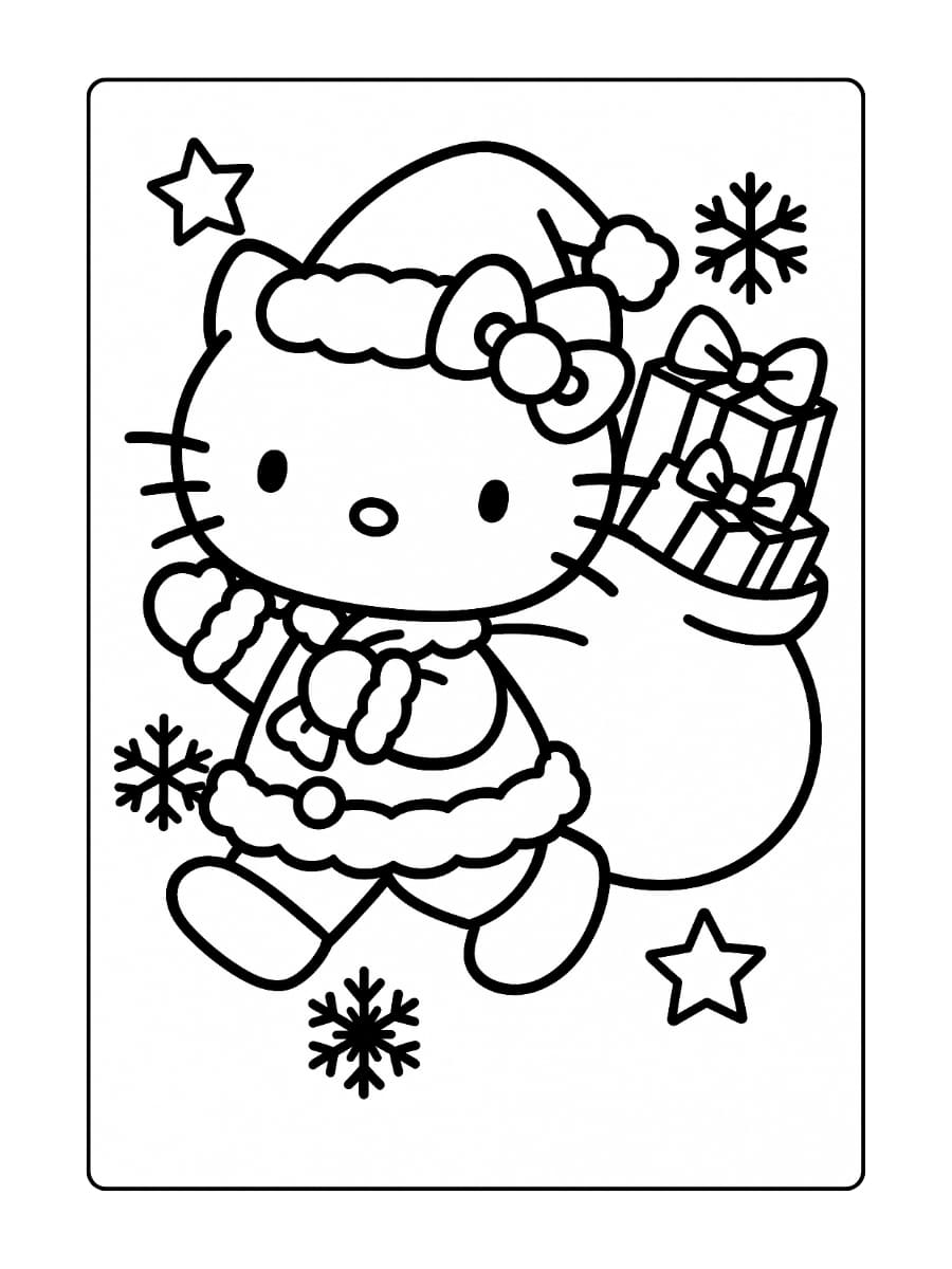 Hello Kitty in de outfit van de Kerstman