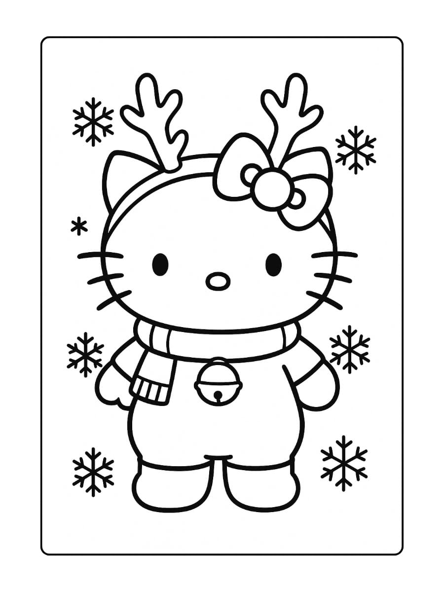 Hello Kitty in een schattig rendierkostuum