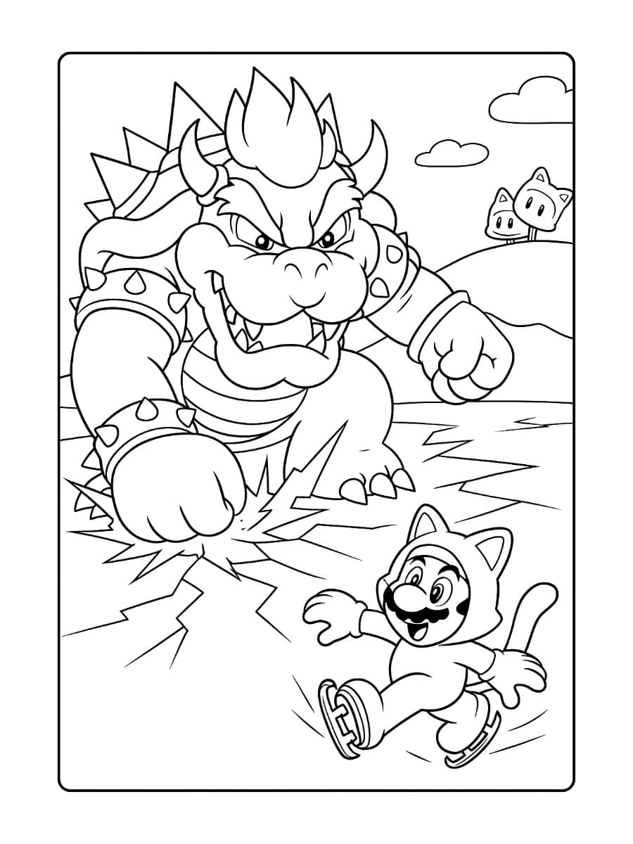 Kleurplaat Bowser – Stamp op het ijsmeer in Bowser’s Fury