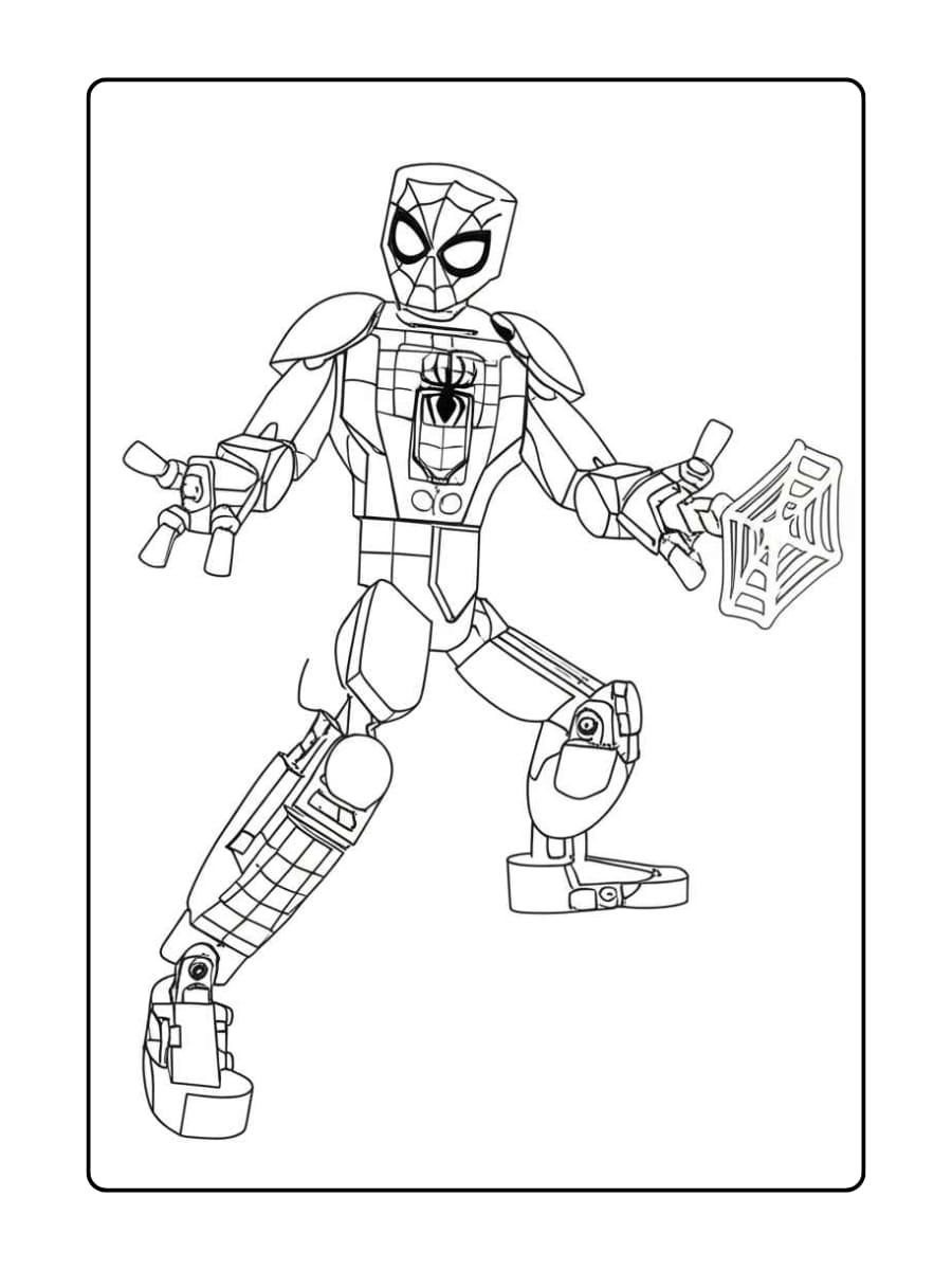 Kleurplaat Lego Spider-Man – Mechanische held in actie