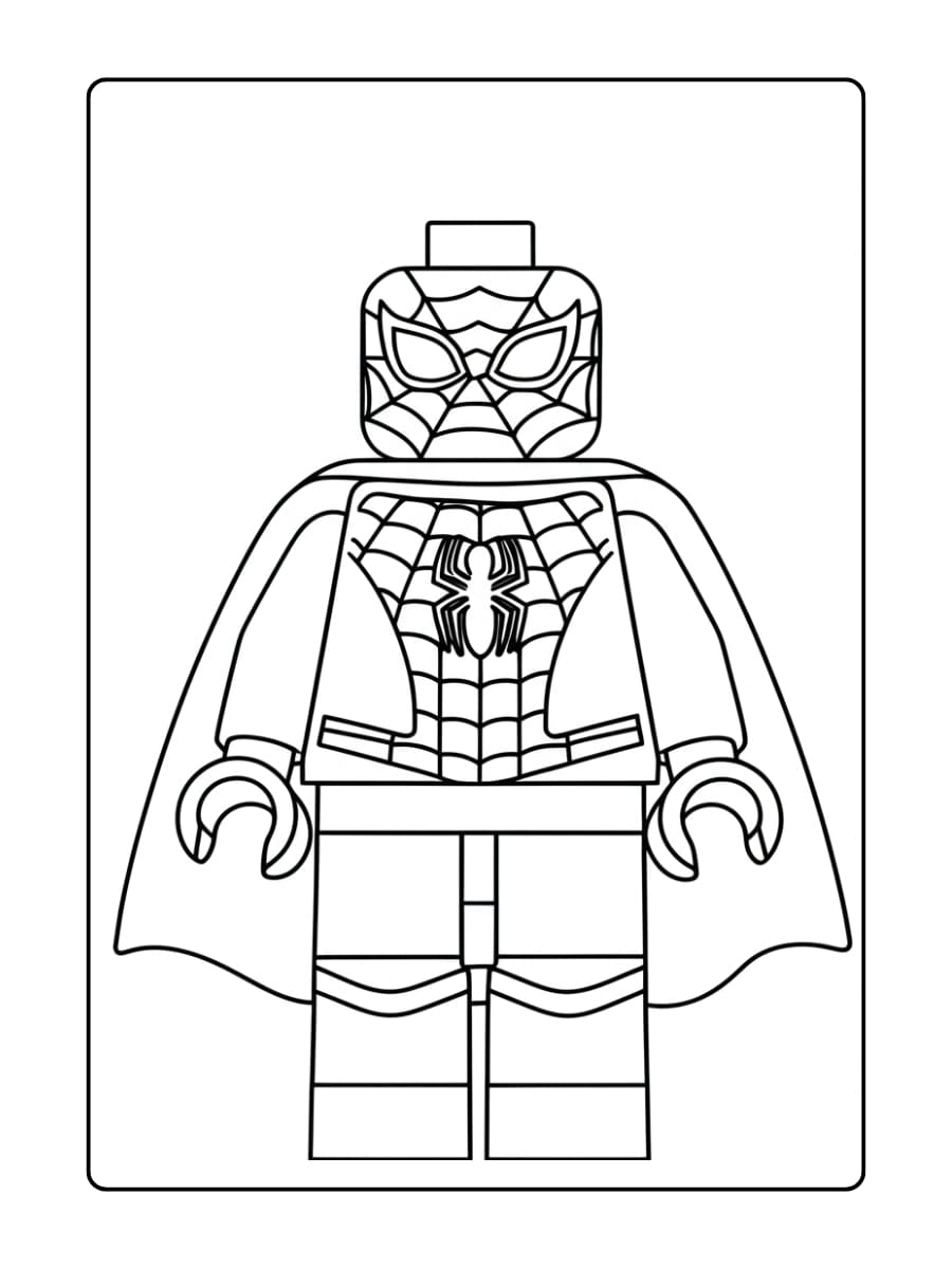 Kleurplaat Lego Spider-Man – Superheld met cape