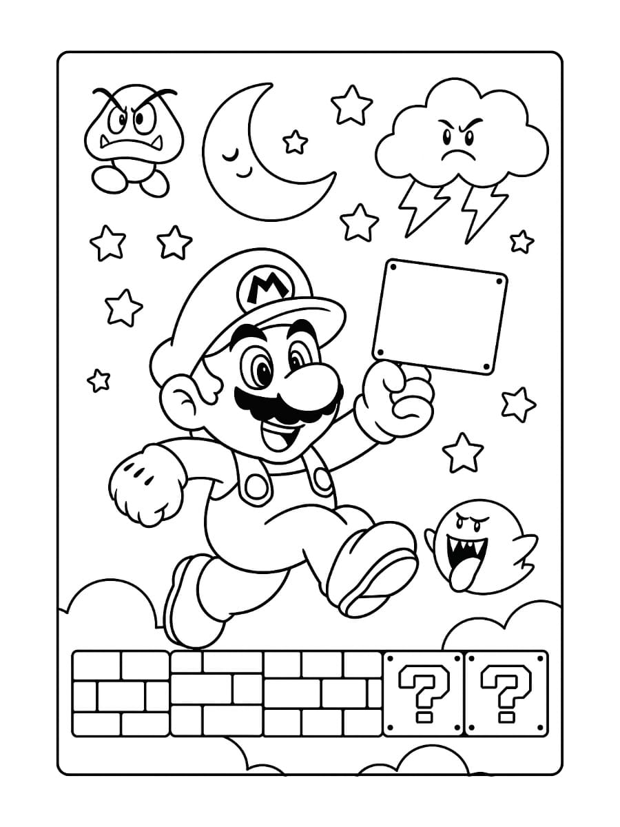 Kleurplaat Mario Maker 2 (2)