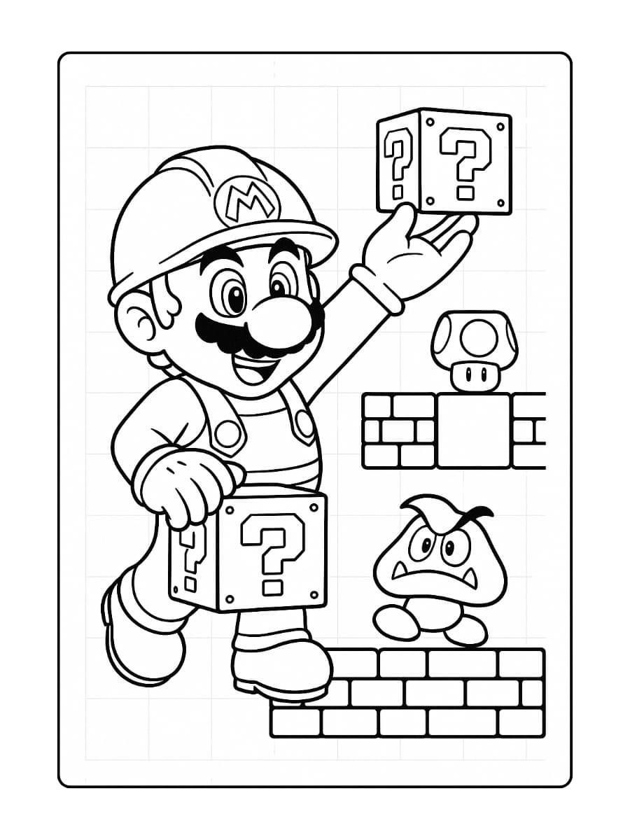 Kleurplaat Mario Maker 2