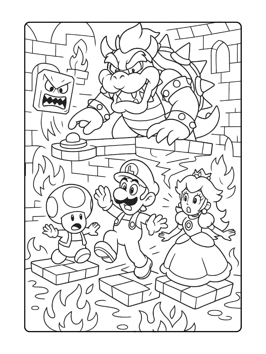 Kleurplaat Mario Party 9 - Bowser’s Lavatronk