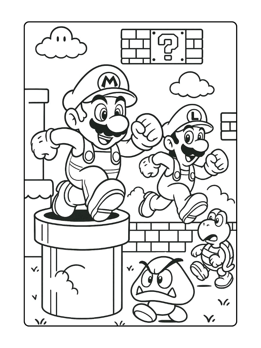 Kleurplaat Super Mario Bros