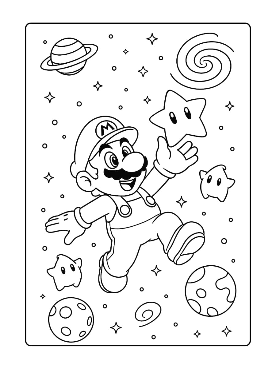 Kleurplaat Super Mario Galaxy