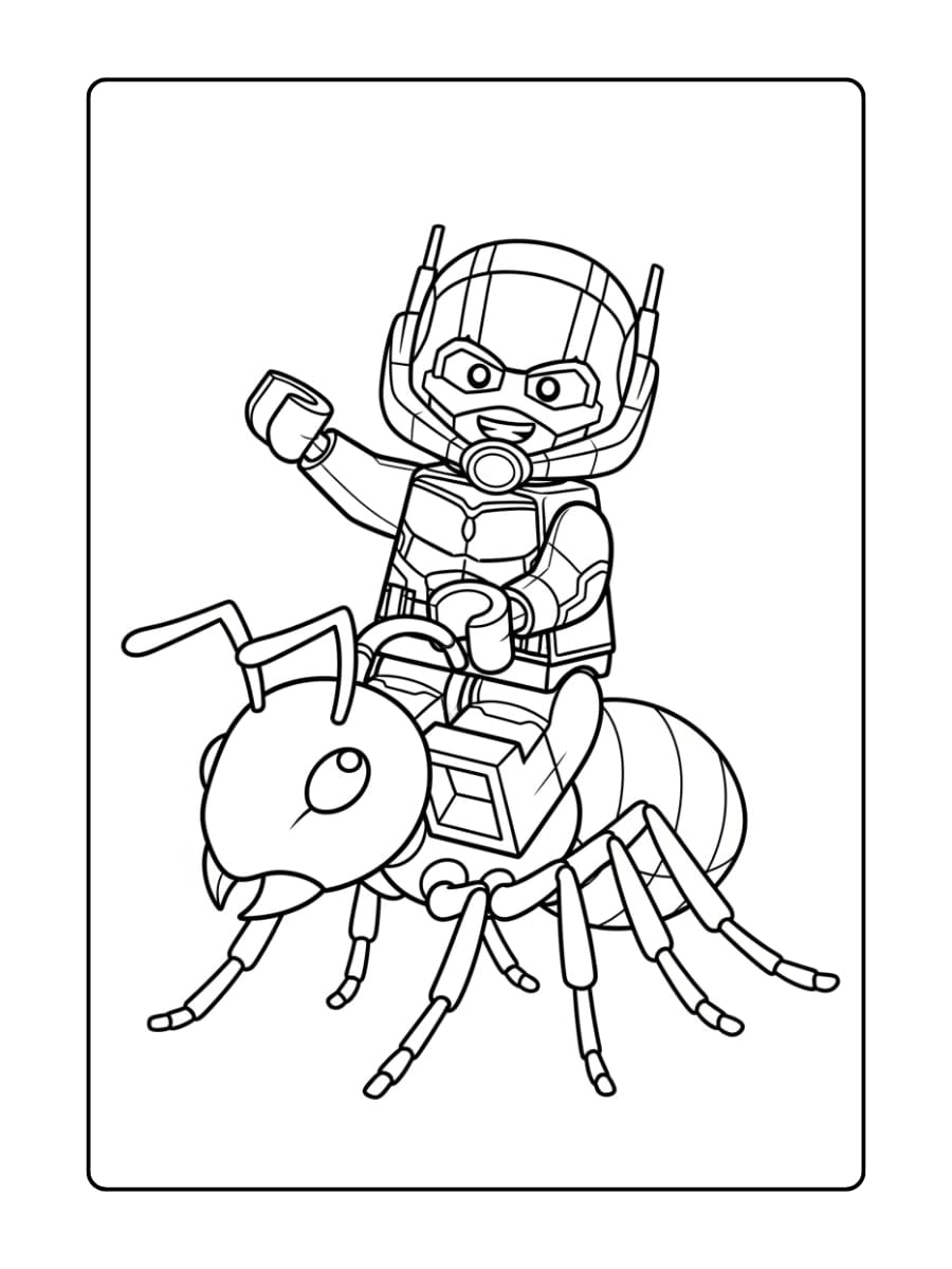 LEGO Ant-Man krimpt terwijl hij op een mier rijdt
