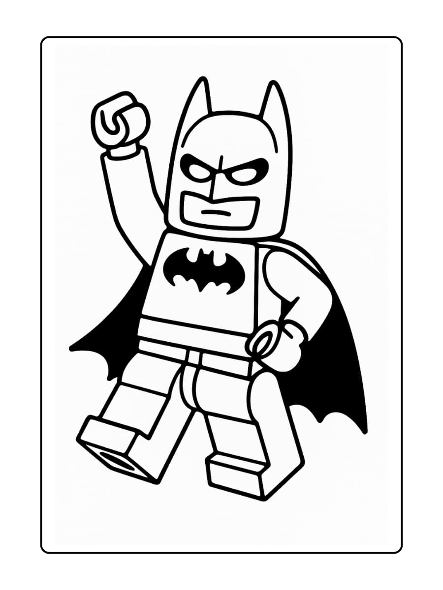 LEGO Batman doet een heldenpose met één vuist in de lucht