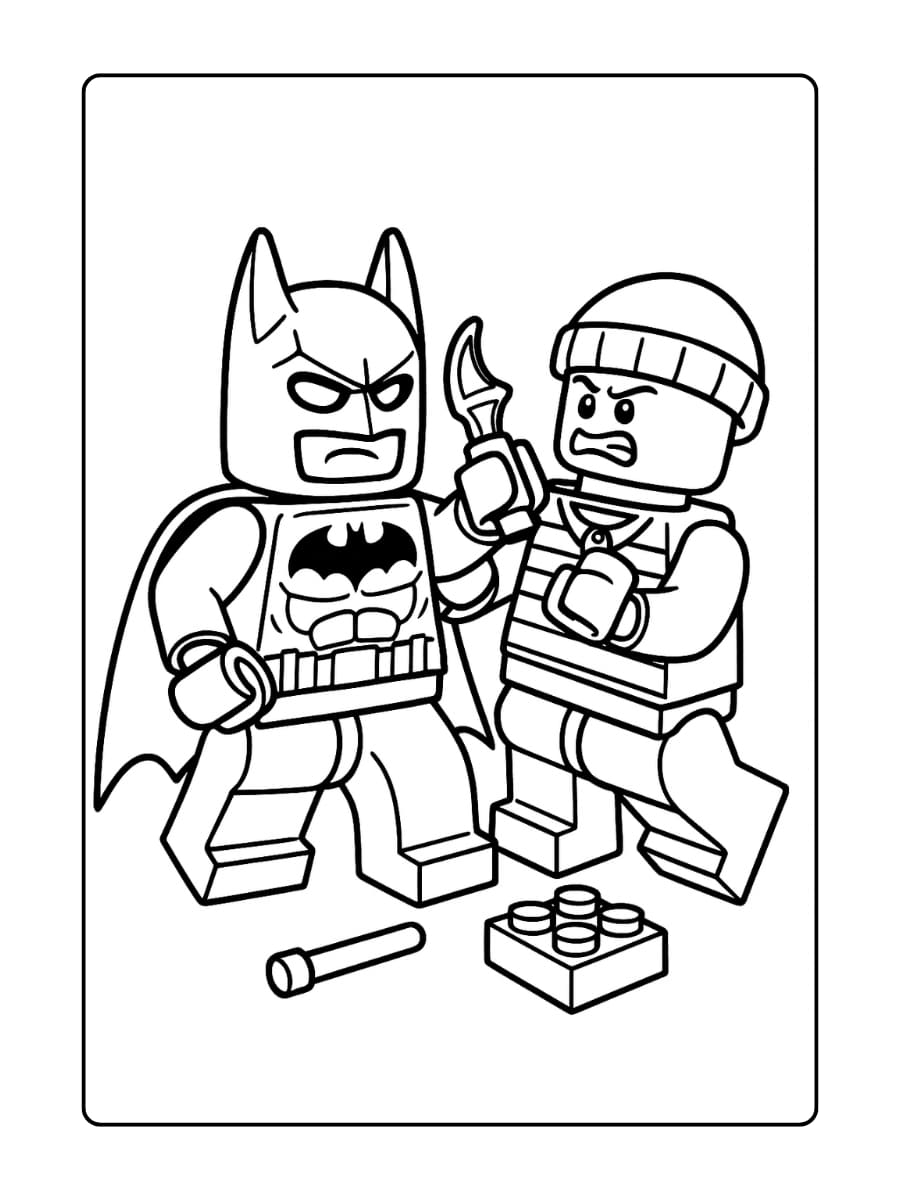 LEGO Batman vecht tegen een eenvoudig weergegeven LEGO-schurk