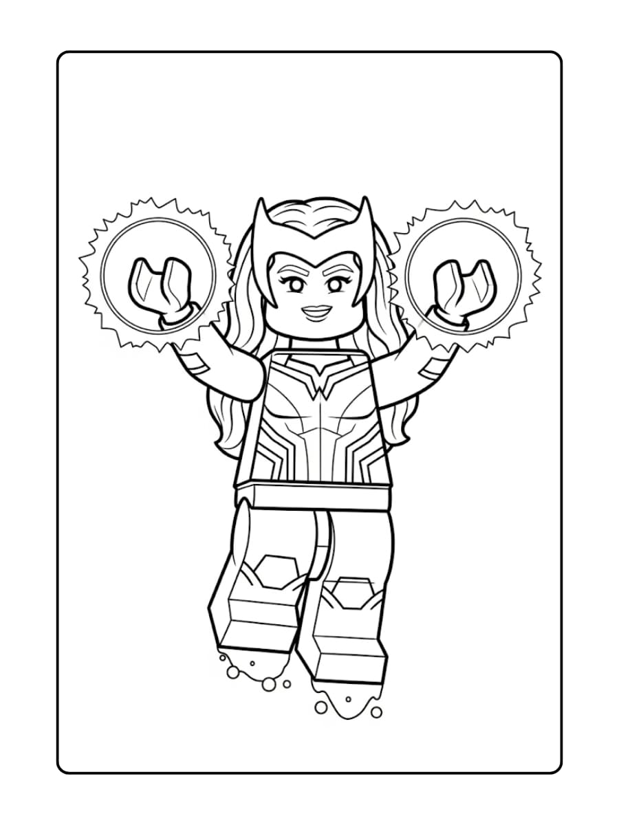 LEGO Scarlet Witch zweeft met magische energie rond haar handen