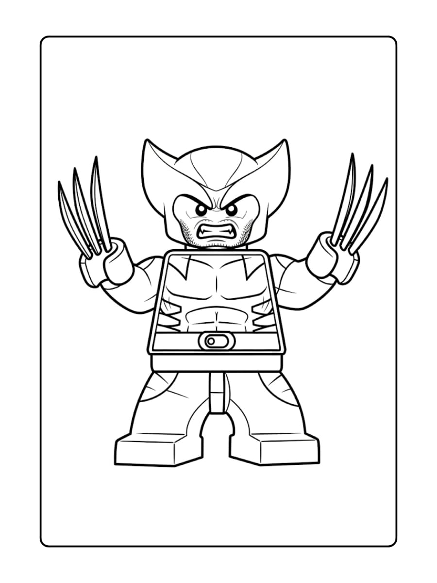 LEGO Wolverine steekt zijn klauwen uit met een grommende blik LEGO Wolverine steekt zijn klauwen uit met een grommende blik