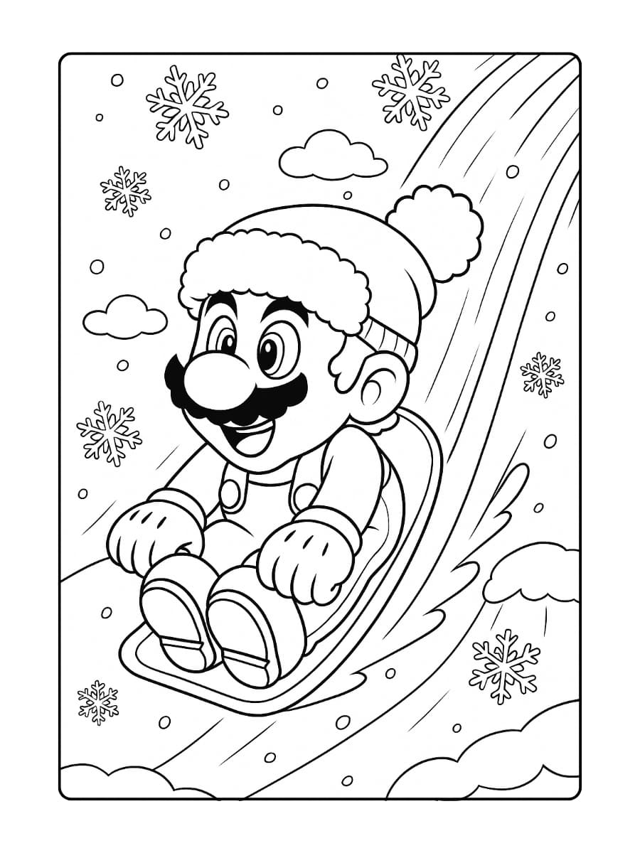 Mario Odyssey kleurplaat – In de sneeuw van Snow Kingdom