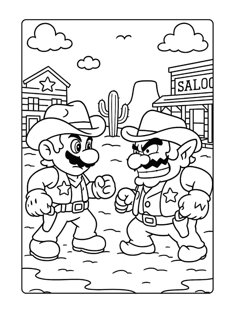 Mario Party 2 kleurplaat - Wilde Western bord