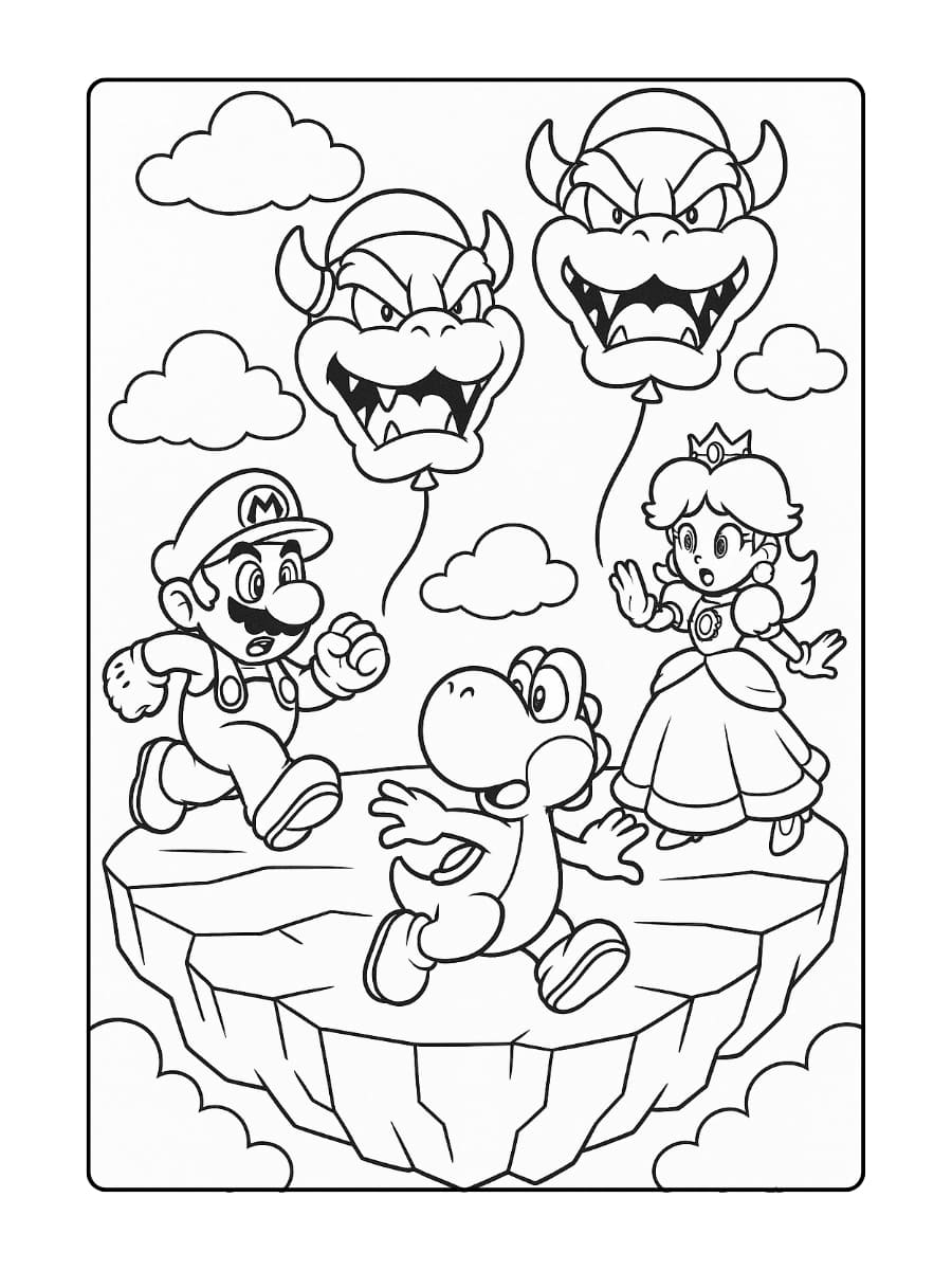 Mario Party kleurplaat - Minigame met Bowser Ballonnen