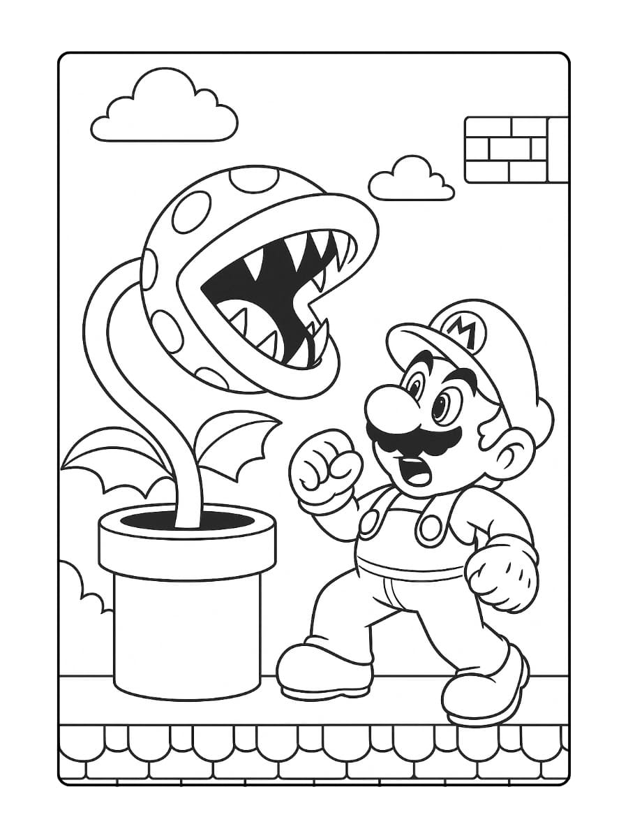 Mario tegen een Reusachtige Piranha Plant