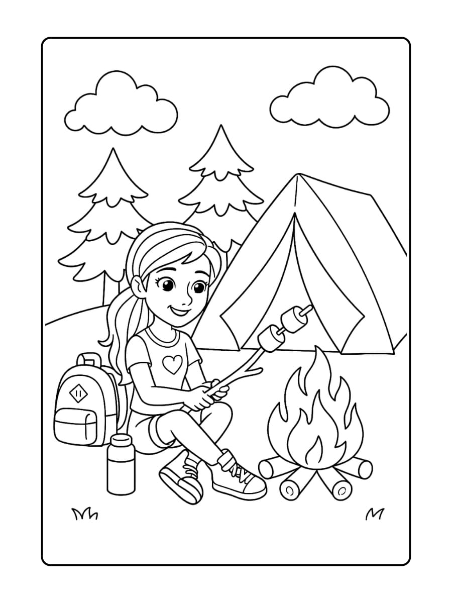 Mia kampeert in het bos