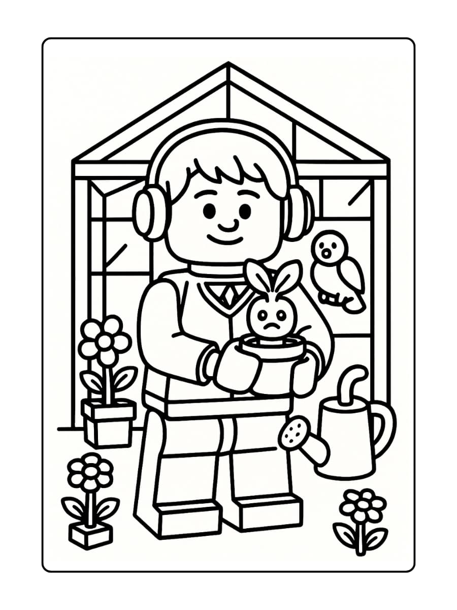 Neville Langbottom staat in een LEGO-kas