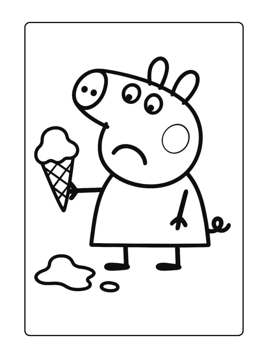 Peppa Pig morst per ongeluk haar ijsje op de grond