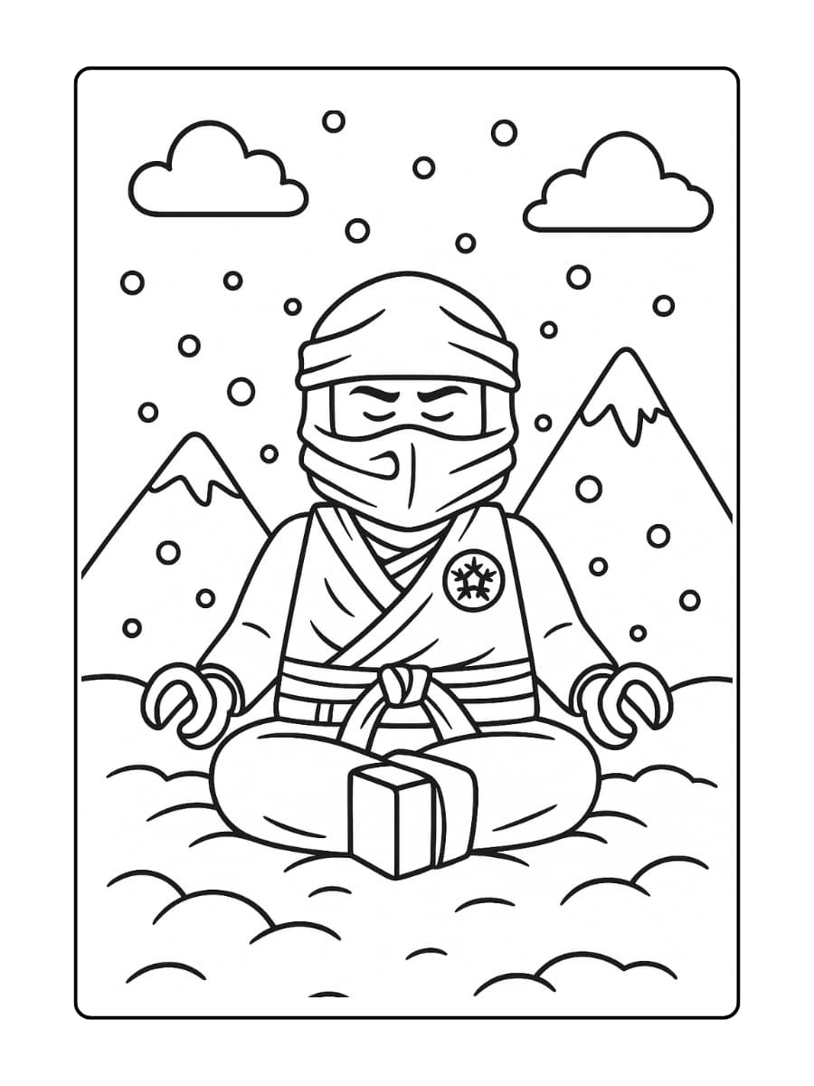 Zane doet meditatie in de sneeuw met gesloten ogen