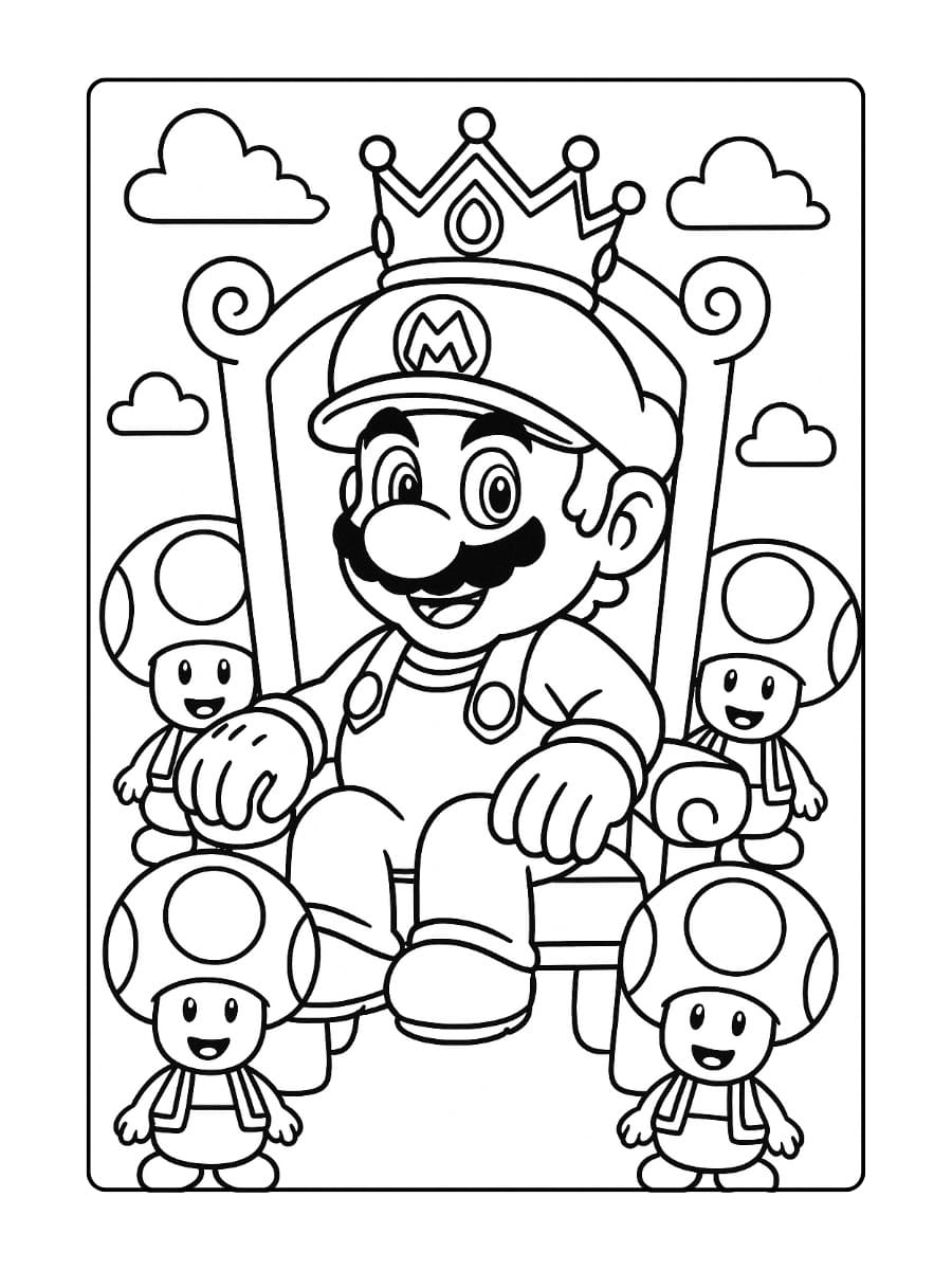 kleurplaat koning mario