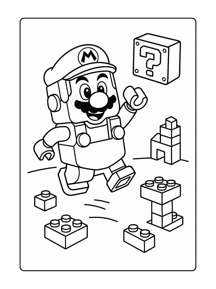 kleurplaat lego mario
