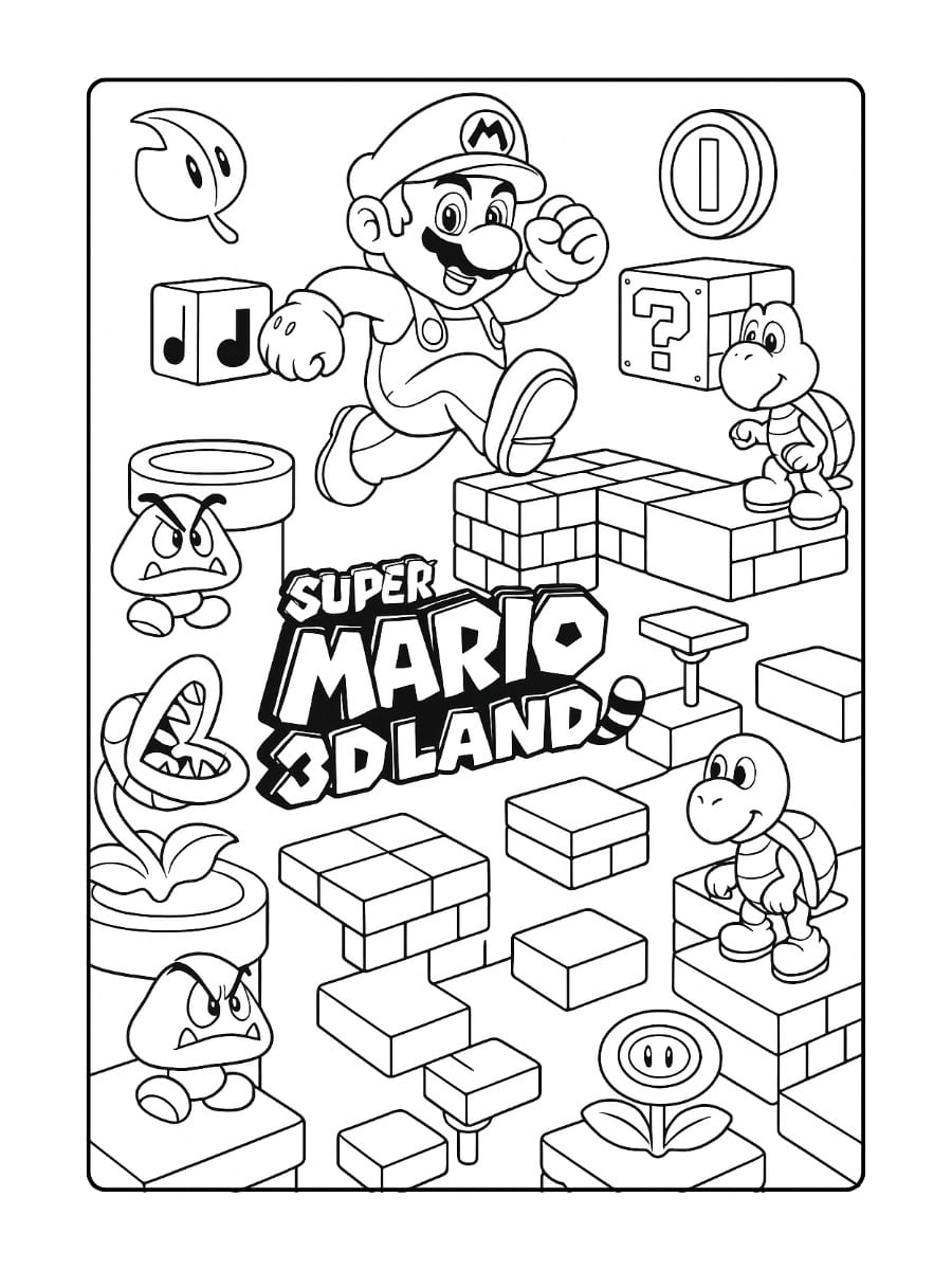 kleurplaat mario 3d world