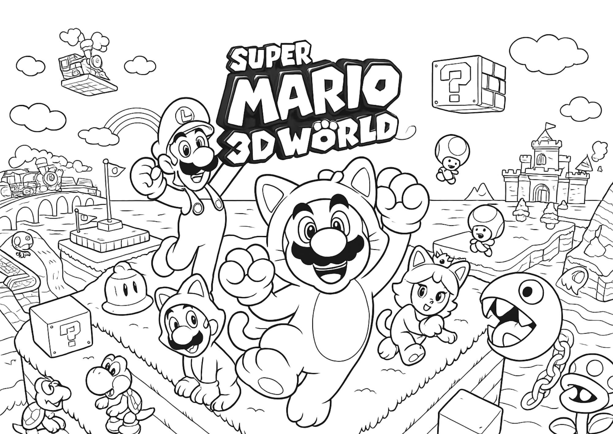 kleurplaat mario 3d world
