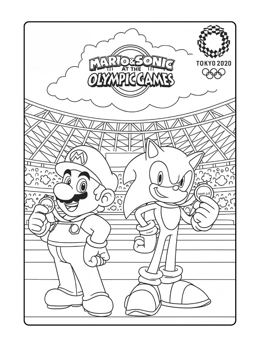 kleurplaat mario en sonic - Olympic Games