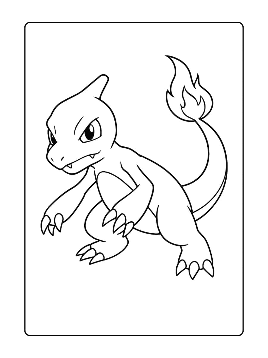 Charmeleon buigt naar voren alsof hij zich klaarmaakt voor een aanval