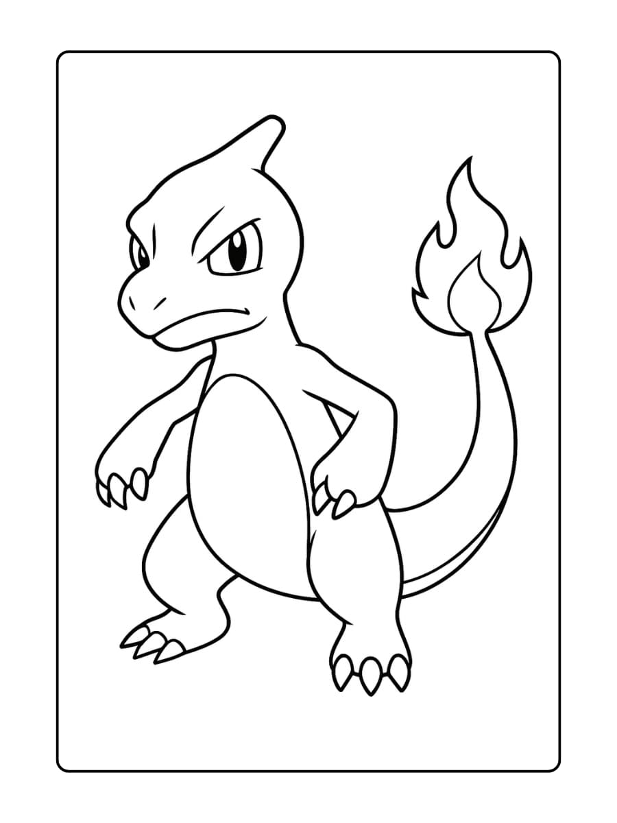 Charmeleon kijkt scherp vooruit met beide armen licht gebogen