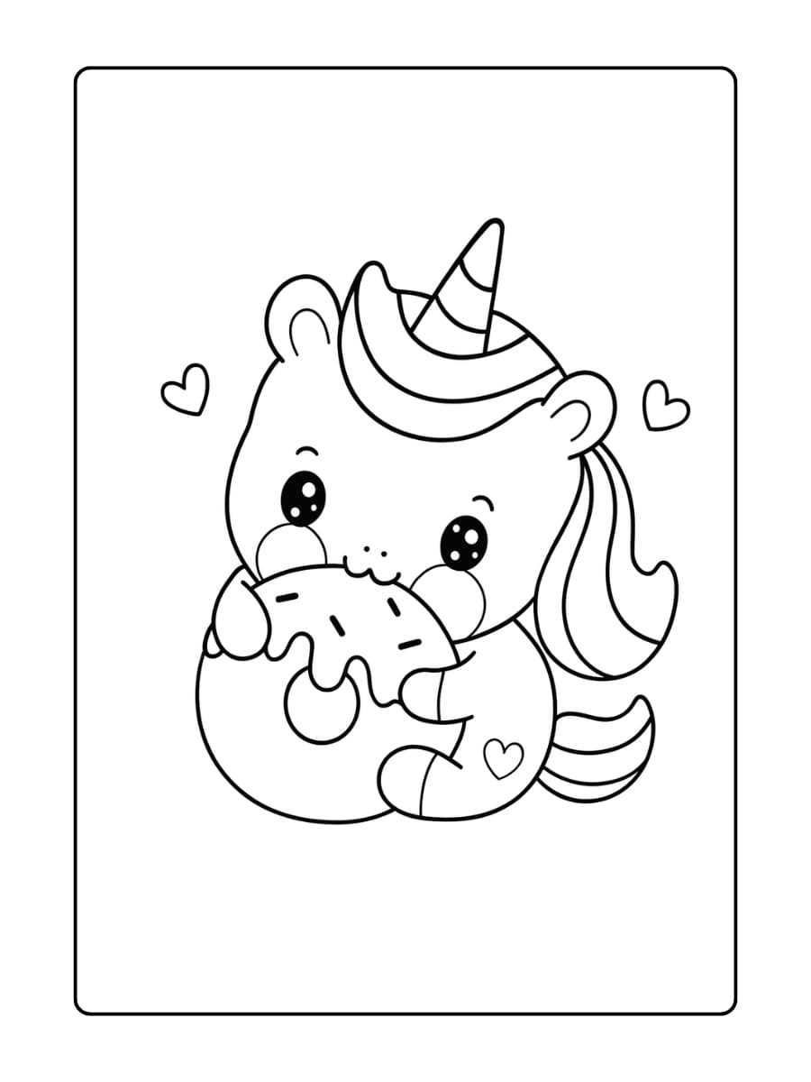 Een baby unicorn die in een kinderwagen ligt met regenboogversiering