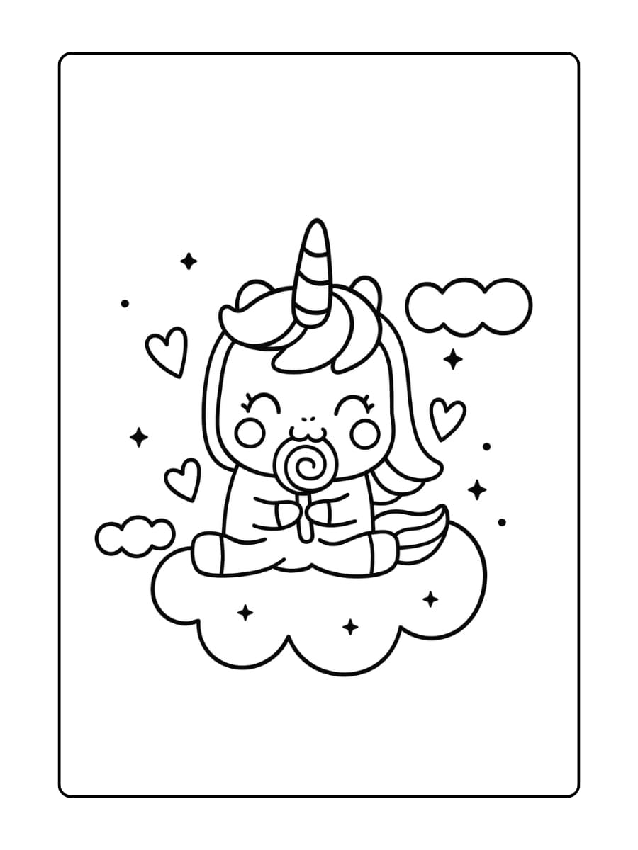 Een baby unicorn in een wiegje met een mobiel van maan en sterren