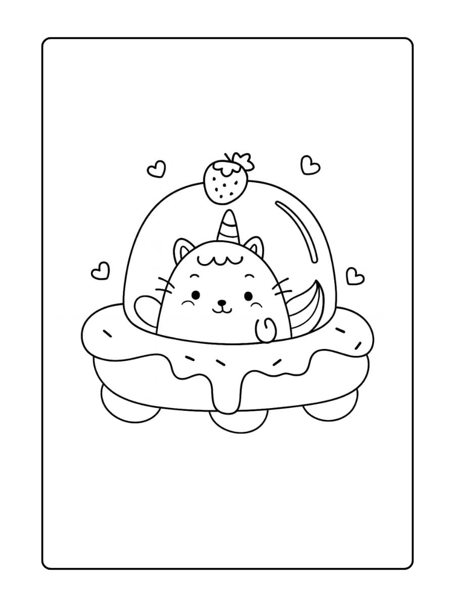 Een donut unicorn die hartjes en sterretjes tovert
