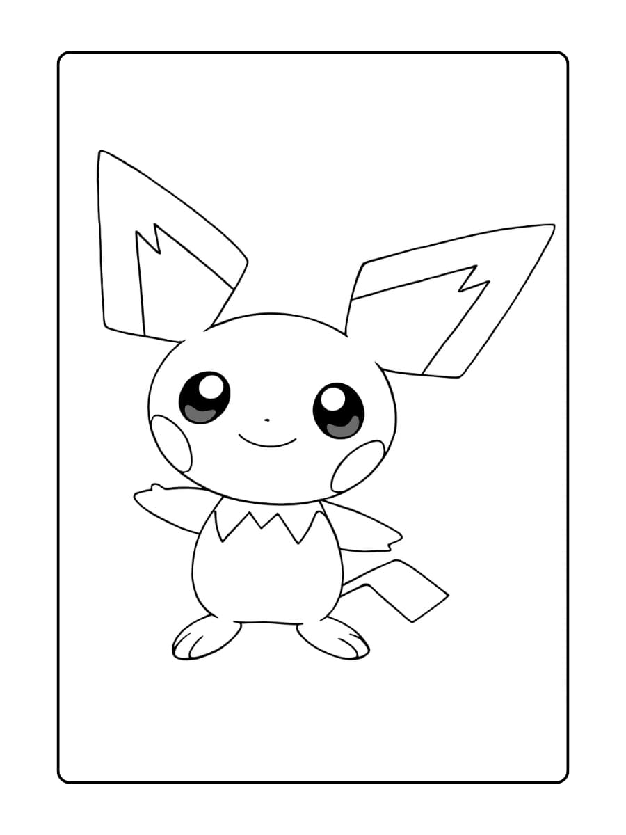 Kleurplaat Pichu uit Pokémon staat glimlachend met open armen