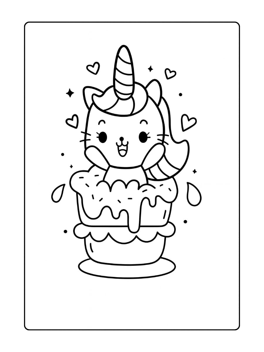 Een unicorn cupcake met vleugels die door de lucht zweeft