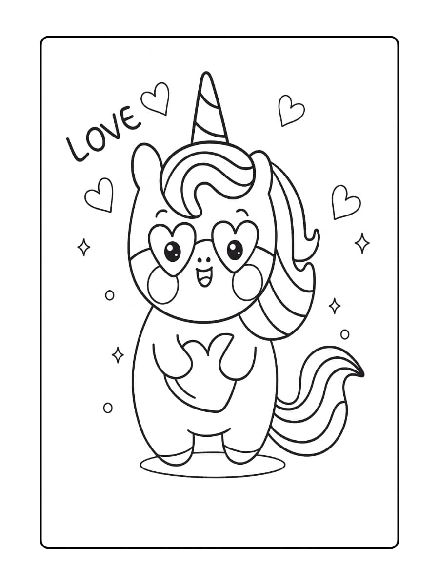 Een unicorn die een hartvormige kroon draagt