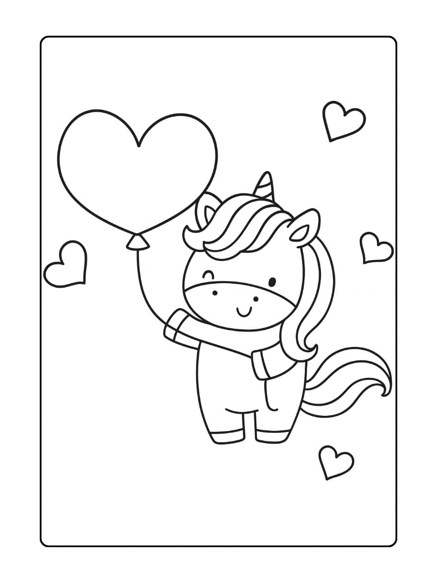 Een unicorn die een hartvormige lolly eet