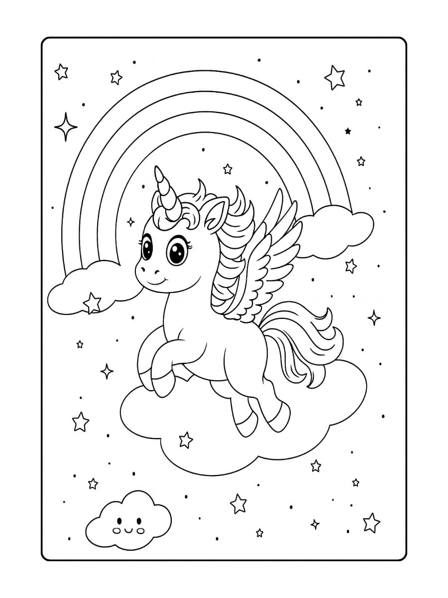 Een unicorn die een regenboog als staart heeft Een unicorn die een regenboog als staart heeft