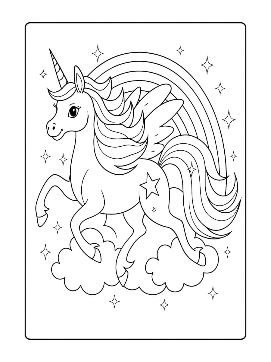 Een unicorn die een regenbooghoed draagt met hartjes Een unicorn die een regenbooghoed draagt met hartjes