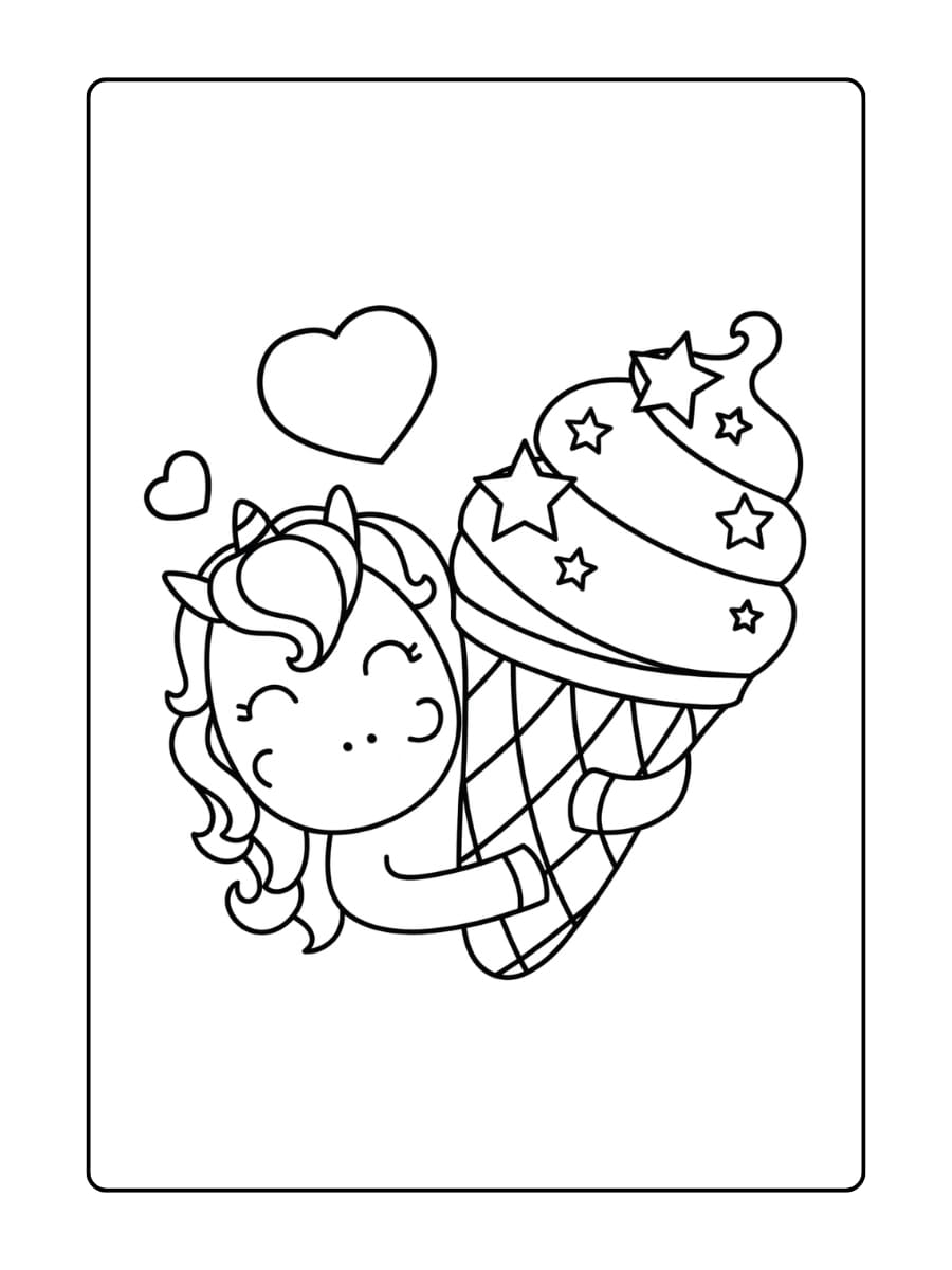 Een unicorn die ijsjes verkoopt op een regenboogkraampje