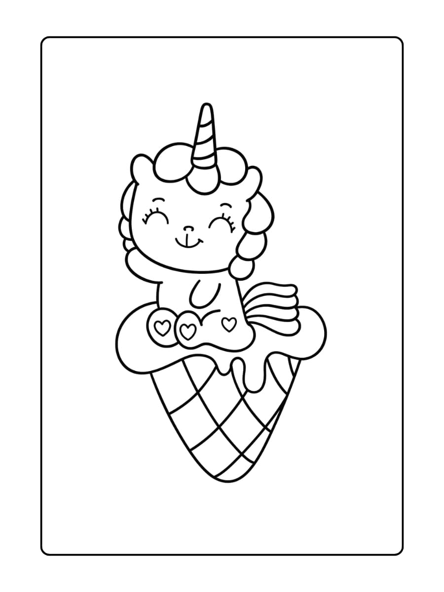 Een unicorn die jarig is met een ijstaart